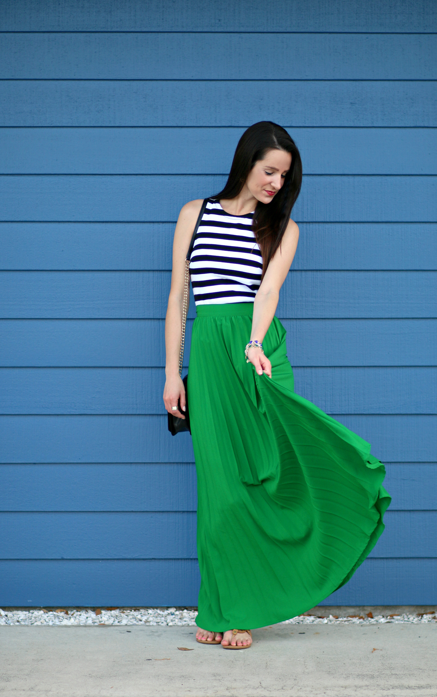 How to Style a Pleated Green Maxi Skirt for Spring Diary of a Debutante