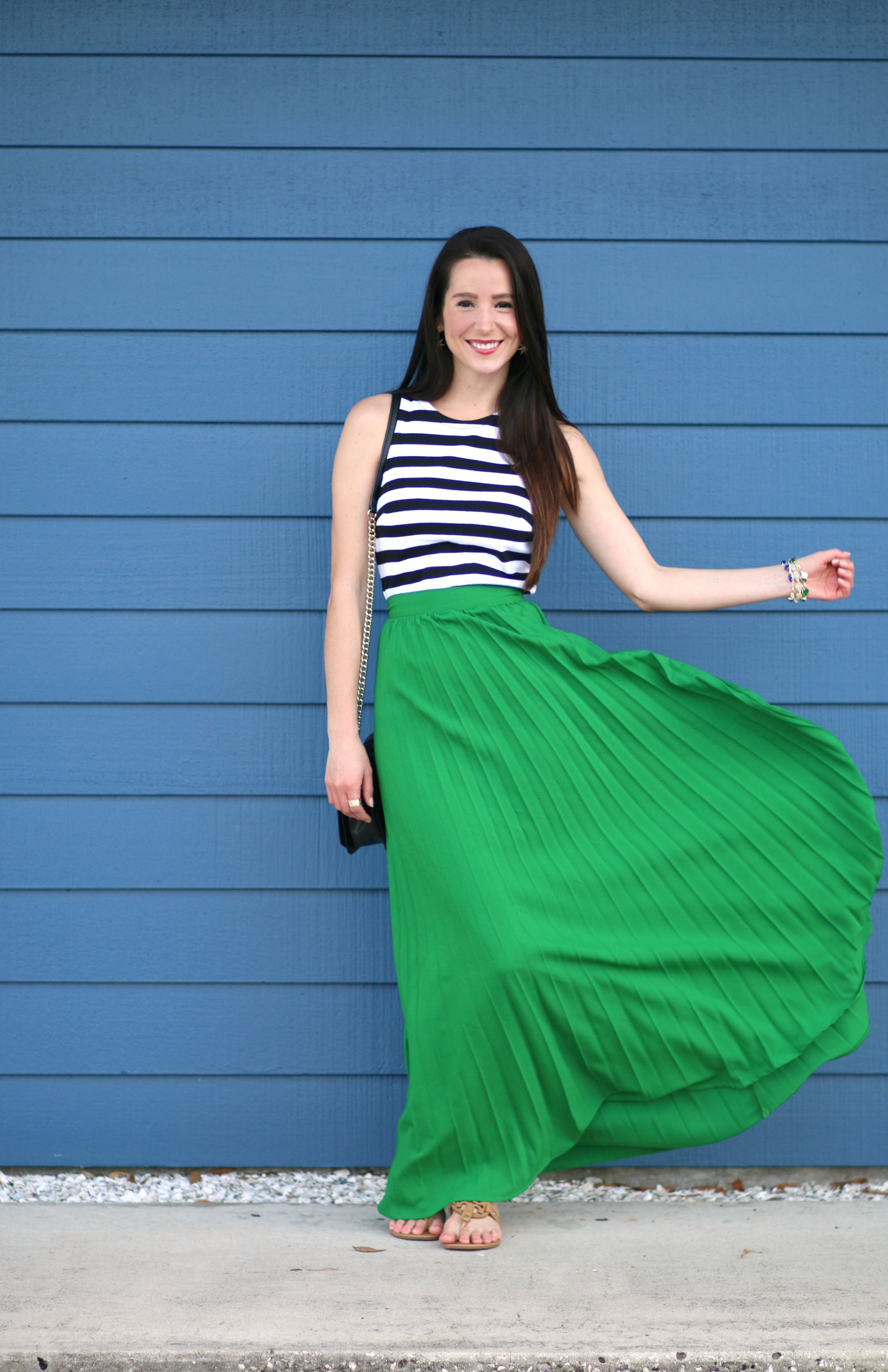 How to Style a Pleated Green Maxi Skirt for Spring Diary of a Debutante
