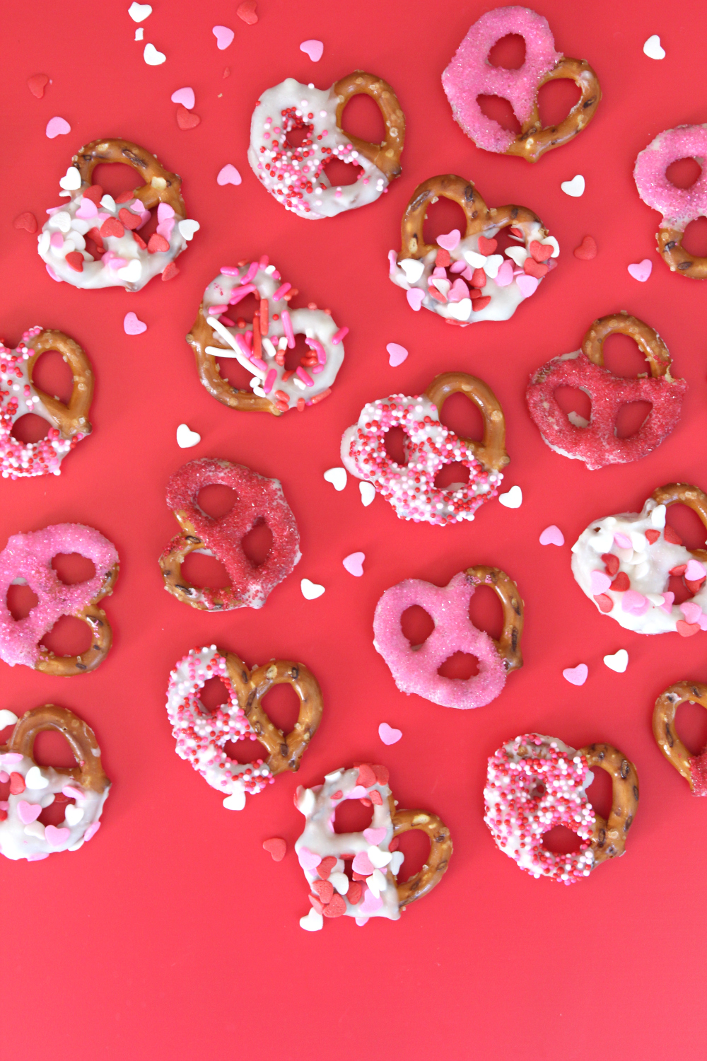 Chocolate Covered Pretzels With Pink Sprinkles Chocolate Covered Pretzels With Pink Sprinkles