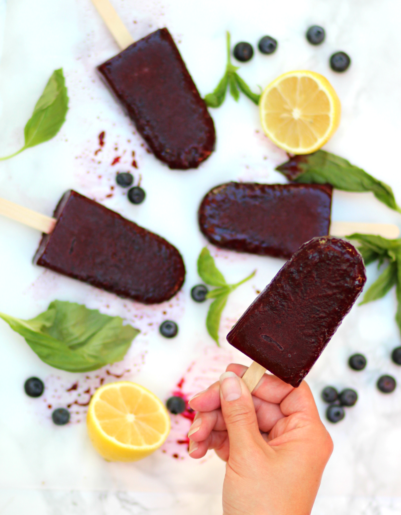 Maine Blueberry Basil Popsicles
