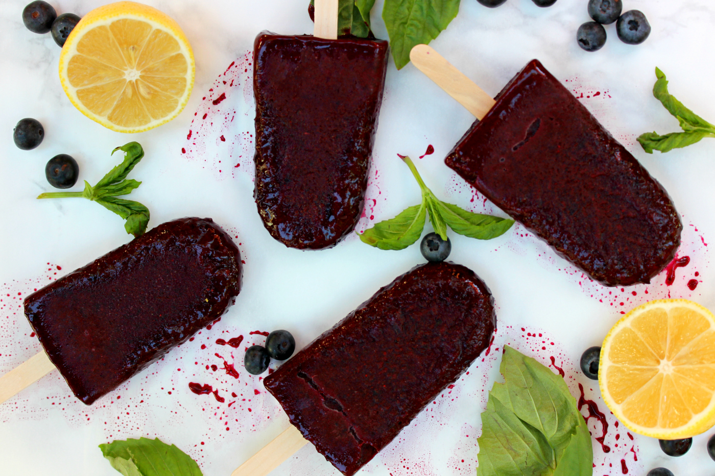 Maine Blueberry Basil Popsicles