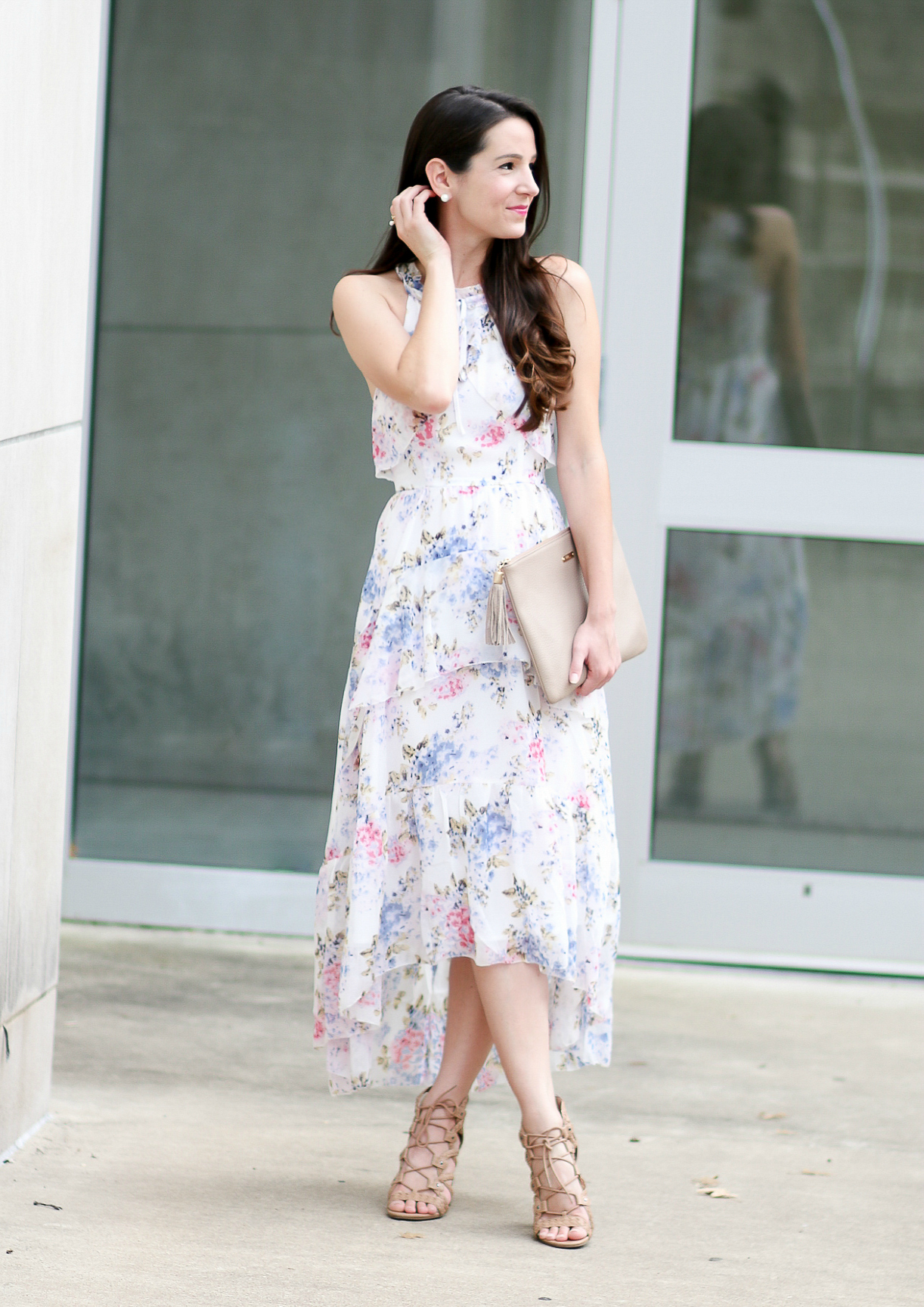 Wearing White To A Wedding After Market Floral Chiffon Maxi Dress